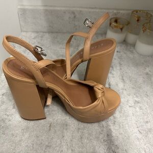 Hartliye Suede Knot Ankle Strap Platform Dress Sandals